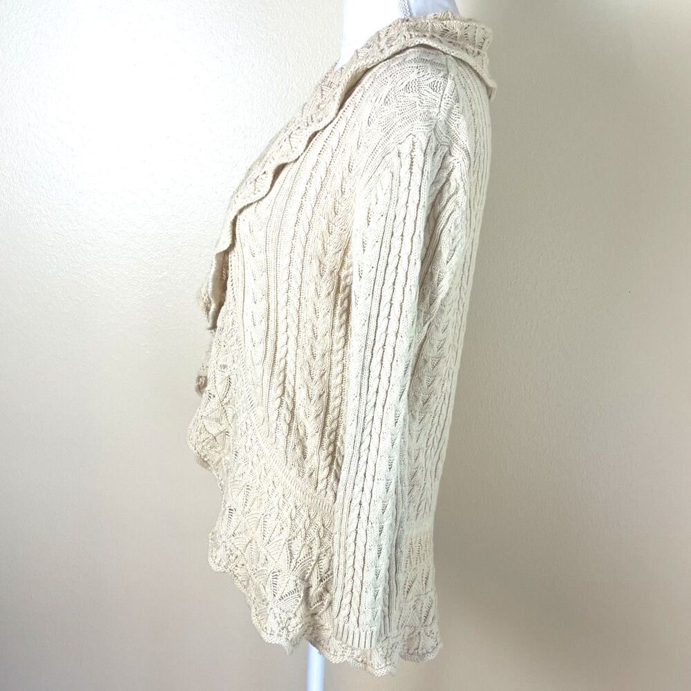 Ralph Lauren Ivory Cable Lace Knit Cardigan S Boho Cottagecore Romantic Sweater - Picture 15 of 16
